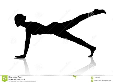 Black Silhouette Of Flexible Woman Doing Yoga Stock Illustration