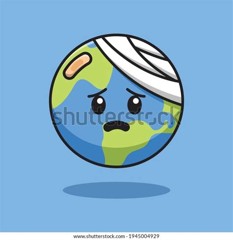 Cute Earth Sick Cartoon Stock Vector Royalty Free 1945004929