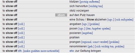 Communicate instantly in foreign languages: english to german - Translation for "show off" - German ...