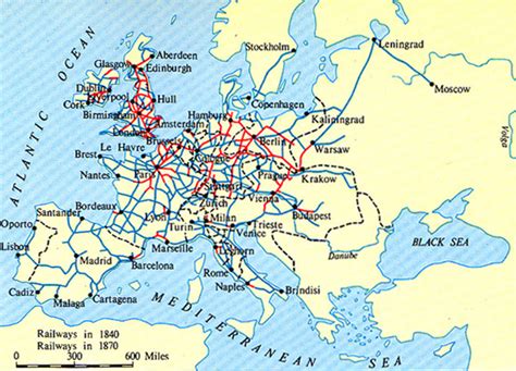 Europes Railway Network In 1840 And 1870 Mapping Globalization