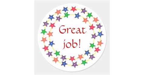 Great Job Stickers Circles Of Colorful Stars Classic Round Sticker
