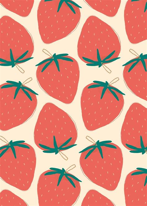 Cute Strawberry Pattern Pastel Background Free Image By