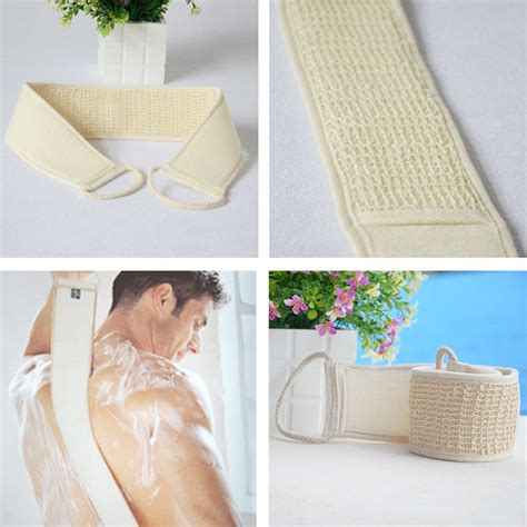 1pc Natural Cotton And Linen Long Strip Pull Back Bath Towel Soft