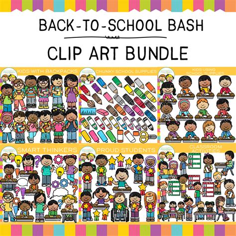 Back To School Bash Clip Art Bundle Images And Illustrations Whimsy