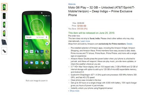 Moto G6 Play Amazon Prime Exclusive Phone Is Now Available For 18999