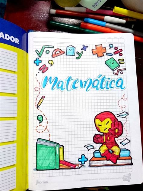 Carátulas Portadas De Cuadernos De Matemática Para Niños Marvel