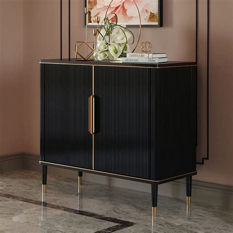 433 Modern Entryway Cabinet Black Accent Cabinet With 2 Doors 2