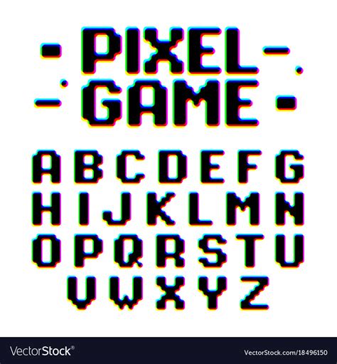 Pixel Game Retro Style Pixel Font With Distortion Vector Image