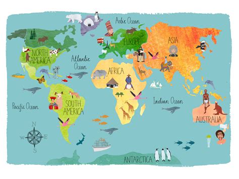 Mapa Mundi Imantado Illustrated Map World Map Continents World Map Images