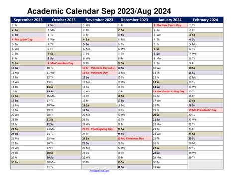 Free Printable Academic Calendar 2023 To 2024 Templates Printable Tree