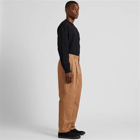 Men Uniqlo U Wide Fit Pleated Tapered Trousers Tapered Trousers Wide
