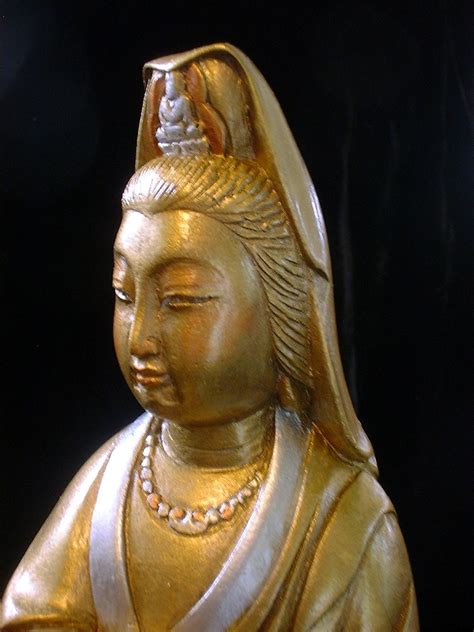 Quan Yin Female Buddha Goddess Of Compassion Golden Quan Etsy