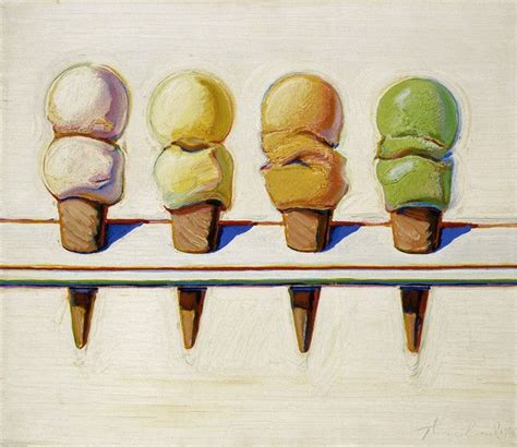 Four Ice Cream Cones In Wayne Thiebaud Ice Cream Painting Art