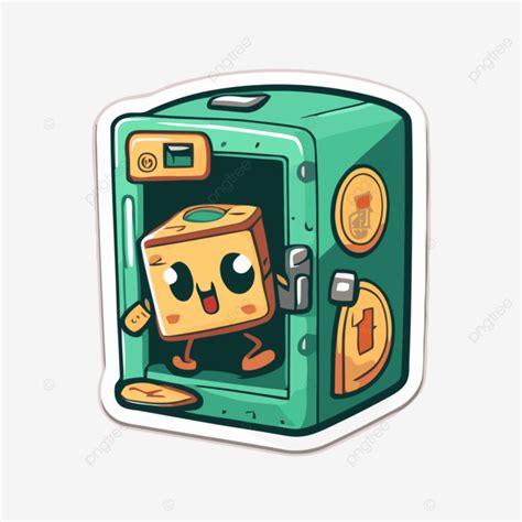Cartoon Fridge Sticker That Is Sitting Out In A Room Clipart Vector
