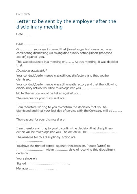 They need to be aware of how this accusation is affecting your job and your time at work. Free Letter of Employee Disciplinary Action Meeting ...