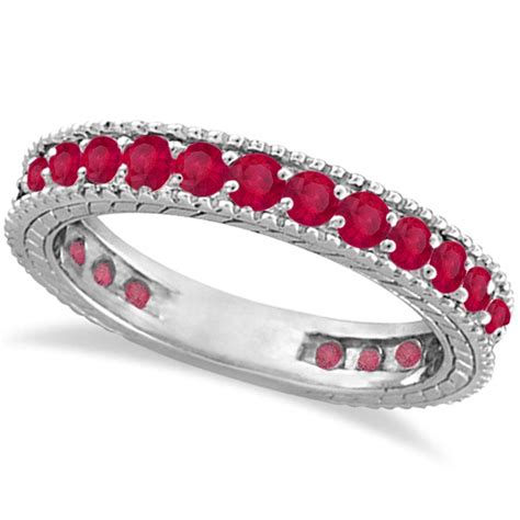 Ruby Eternity Ring Anniversary Ring Band 14k White Gold 116ct In