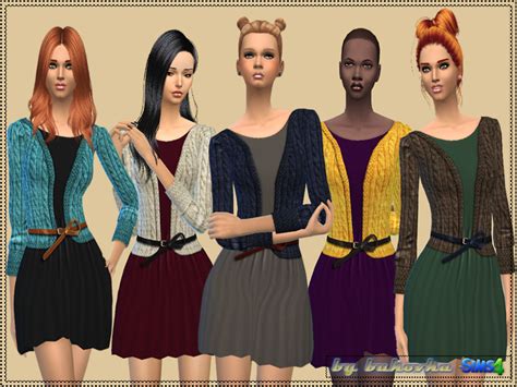 The Sims Resource Dress With Cardigan