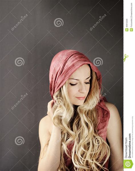 Blond Girl Stock Photo Image Of Attractive Wavy Scarf 40912220