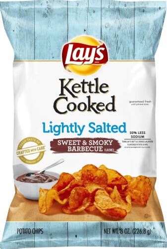 Lays Kettle Cooked Lightly Salted Sweet And Smoky Barbecue Potato Chips