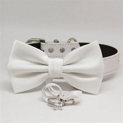 White Dog Bow Tie Ring Bearer Collar Pet Accessory Puppy Green Dog