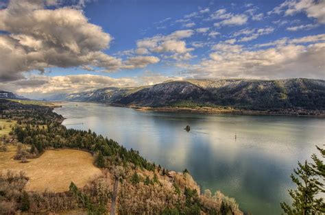 Columbia River Gorge Road Trees Landscape Mountains Hd Wallpaper