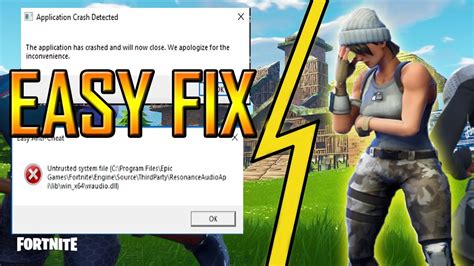 How To Fix The Application Has Crashed And Will Now Close Error In Fortnite YouTube