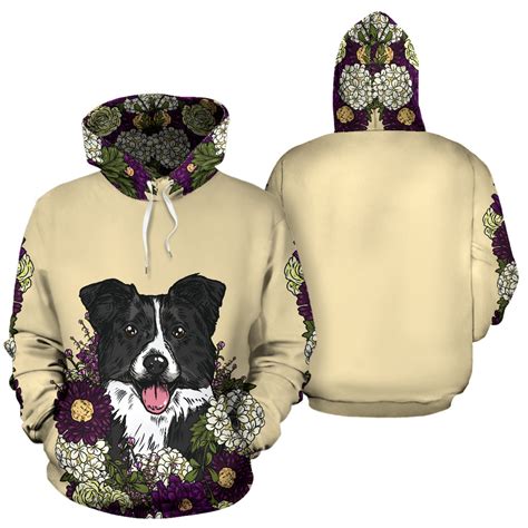 Illustrated Border Collie Hoodie Groove Bags