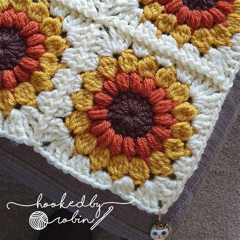 Crochet Sunflower Sunburst Granny Square — Hooked By Robin