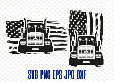 Us Trucker Flag Svg Digital Truck Driver Print Semi Truck Etsy
