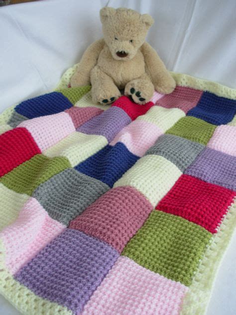 Details About Handmade Knitted Patchwork Baby Blanket Pink Lilac