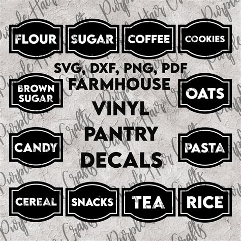 Farmhouse Style Pantry Labels Svg Dxf Png Pdf Canister Etsy Pantry