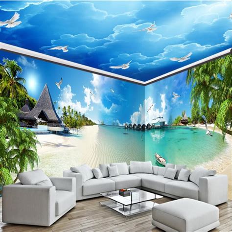 Beibehang Custom 3d Wall Paper Murals Living Room Bedroom Azure Sea