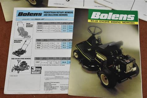 Assorted Bolens Rear Engine Riding Mowers Manuals And Brochures Ebay