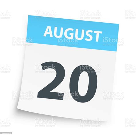 August 20 Daily Calendar On White Background Stock Illustration