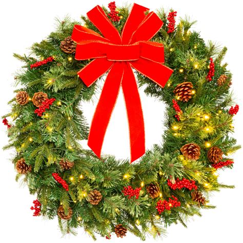 Pre Lit Battery Powered Christmas Wreath W Lights Pvc Tips Ribbon