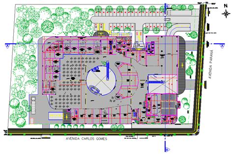 Plot Layout Center Commercial Shopping Mall Layout File Cadbull