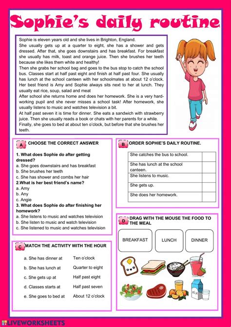 daily routines interactive  downloadable worksheet
