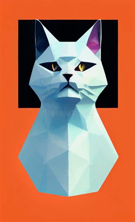 Low Poly Cat Stylized Digital Art Stock Illustration Illustration