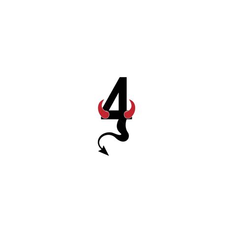diseño vectorial del ícono del logotipo con el número 4 con cuernos y cola diabólicos vector png
