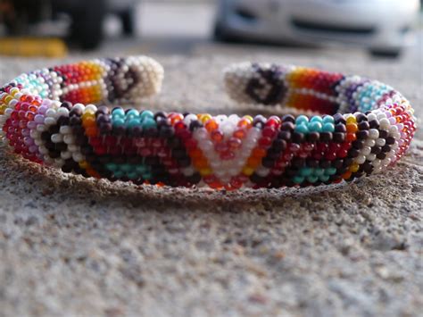 Peyote Stitch Beaded Bracelet Native American Beadwork Etsy