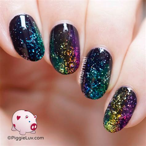 Piggieluv Scattered Rainbow Glitter Nail Art