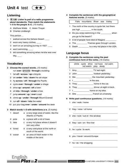English Plus 2 Oxford Unit 4 Standard Test | Languages