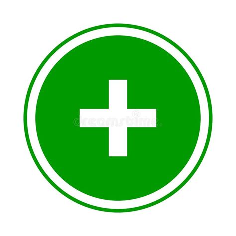 Round Green Plus Sign Icon Button Flat Add Positive Symbol Isolated
