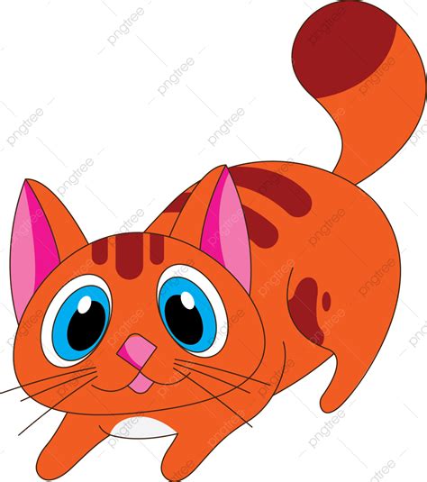 Gambar Kucing Kartun Lucu Oranye Kucing Kartun Imut Png Dan Vektor