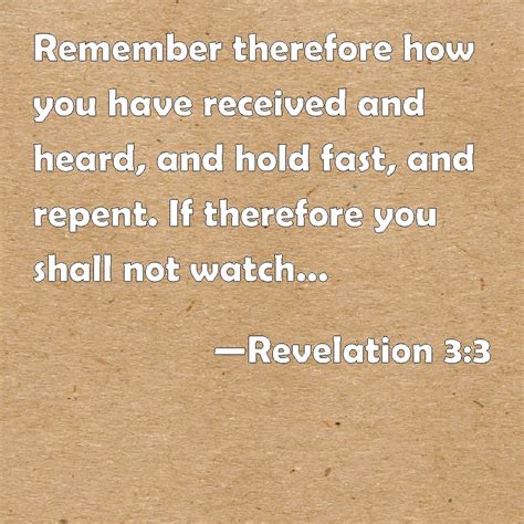 Revelation 33 Remember Therefore How You Have Received And Heard And
