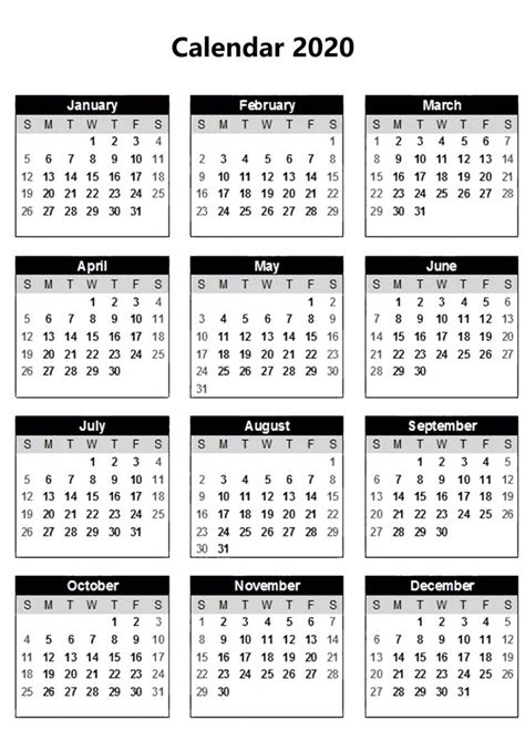 Pin On Yearly 2020 Calendar
