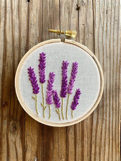 Lavender Embroidery Art Simple Embroidery Embroidery Art Hoop Art Wall