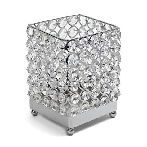 Real Crystal Square Candle Holder Med