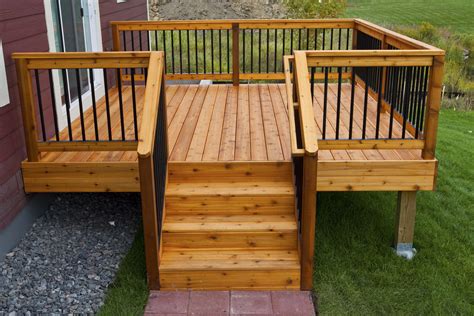 Simple Relatively Inexpensive Cedar Deck With Aluminum Hybrid Rails Built By Deck And Basement
