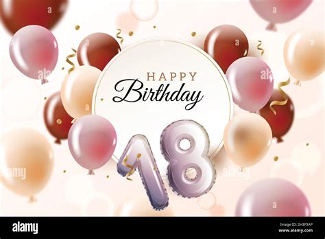 Happy 18th Birthday Background With Realistic Balloons Vector Design